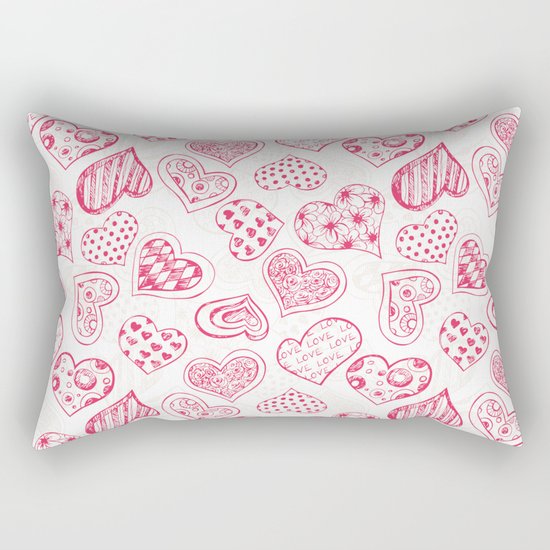 Pattern with red hearts Rectangular Pillow