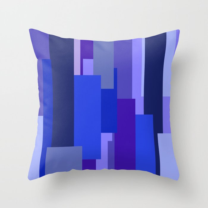 Blue Color Rectangles Geometric pattern Throw Pillow