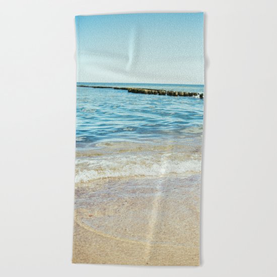 Wave Closeup At Blue Sea Beach Towel