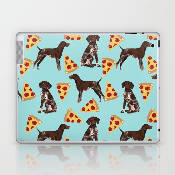 German Shorthair Pointer dog breed pet art pizza slices pattern design by pet friendly dog lovers Laptop & iPad Skin