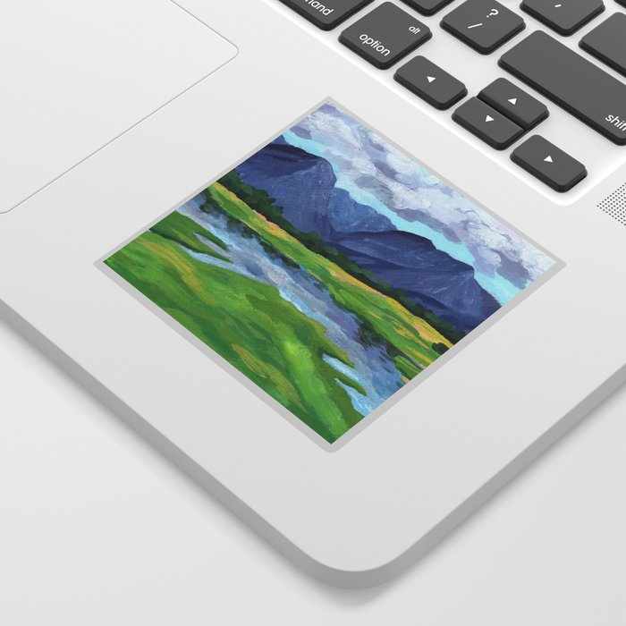 Mountain Lake in the Spring Art Print Sticker