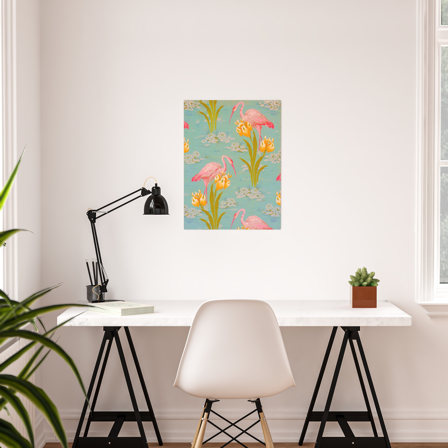 Scarica Gratis Images Papier Peint Isidore Leroy 1905 Flamingo Pond Floral Pastel actualisé par