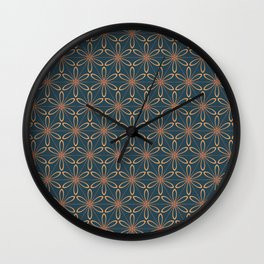 Geometric pattern no.7 with orange flowers Wall Clock