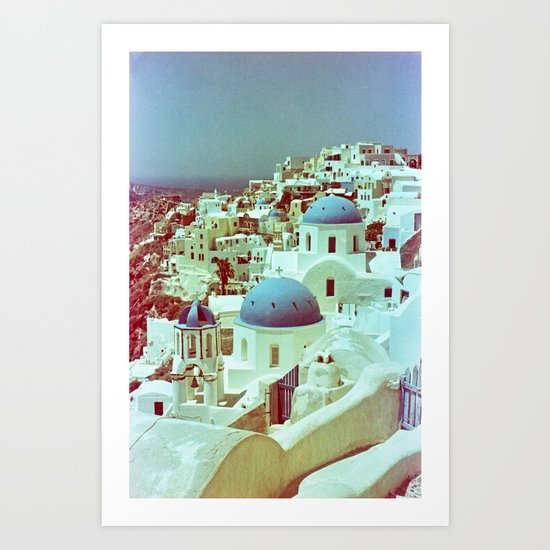Santorini in Raspberry and Blue: shot using Revolog 600nm special effects film Art Print