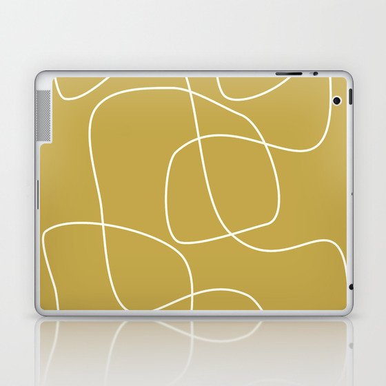 Minimalist Abstract Line Art in Pale Mustard Yellow Laptop & iPad Skin