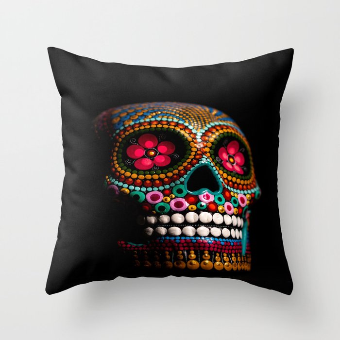 Colorful Calavera for the Day of the Dead Throw Pillow