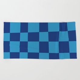 Abstract Checker Pattern 225 Blue on Blue Beach Towel