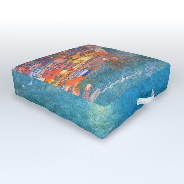 cliff in Italy impressionism painted realistic scene Outdoor Floor Cushion