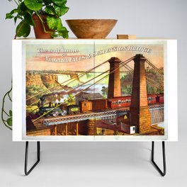 The only Route via Niagara Falls Suspension Bridge, Advertising Poster, 1876 Credenza