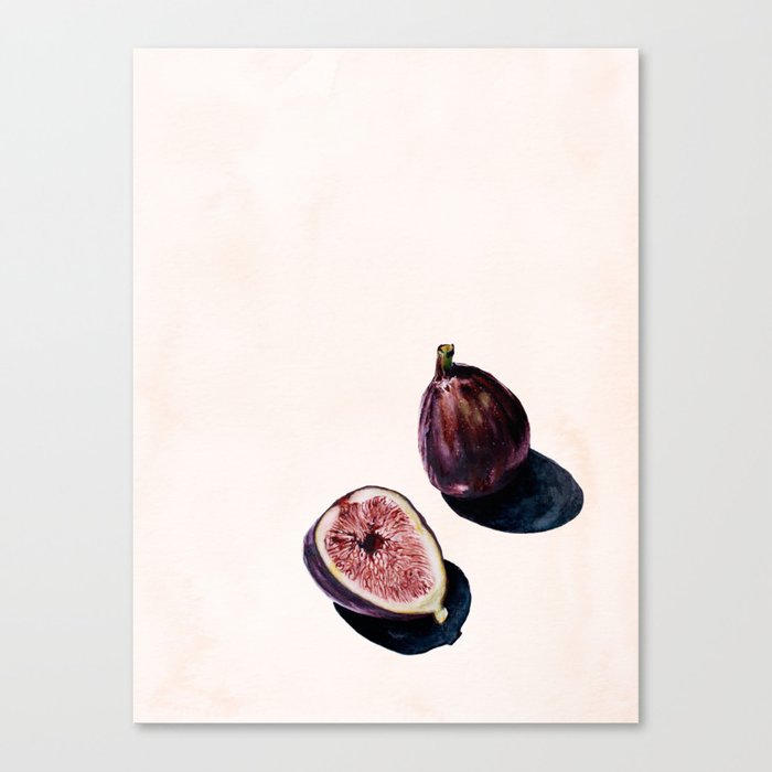 Fruit Still Life Print | Figs Watercolor Aesthetic Painting | Minimal Nudes | Modern Art Canvas Print