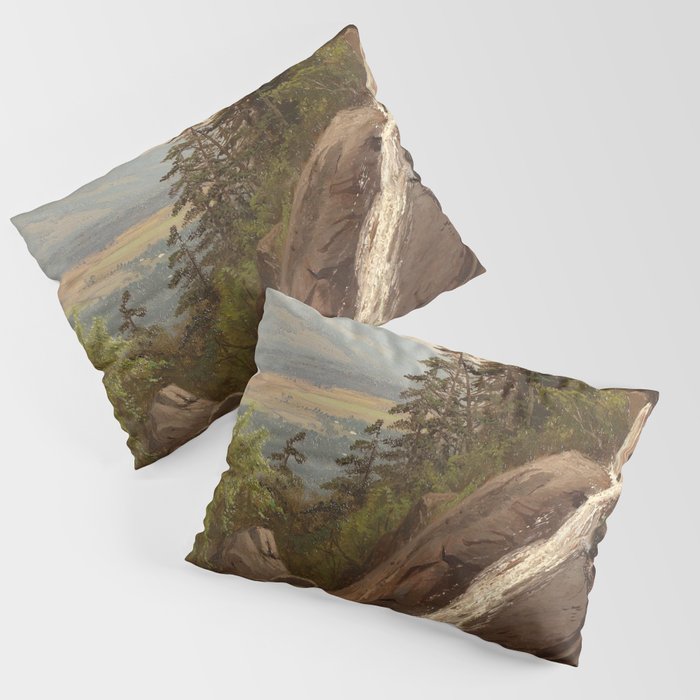 Birch Mountains and Valley Waterfall landscape apinting by Alfred Thompson Bricher Pillow Sham