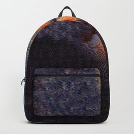 Abstract Double Ocean and Double Bohemian Sun in Blue Denim and Orange Colors Backpack | Abstractsun, Blueandorange, Abstractspace, Coastalstyle, Bohosun, Graphicdesign, Boho, Bohemian, Twosuns, Ocean 