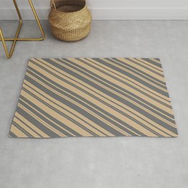 [ Thumbnail: Tan and Dim Grey Colored Lined/Striped Pattern Rug ]