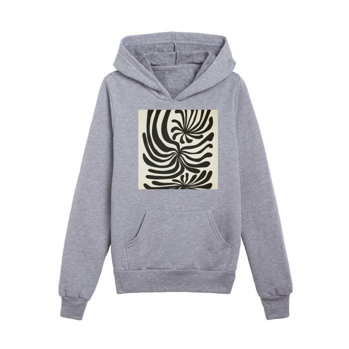 abstract blossom flower-black Kids Pullover Hoodie