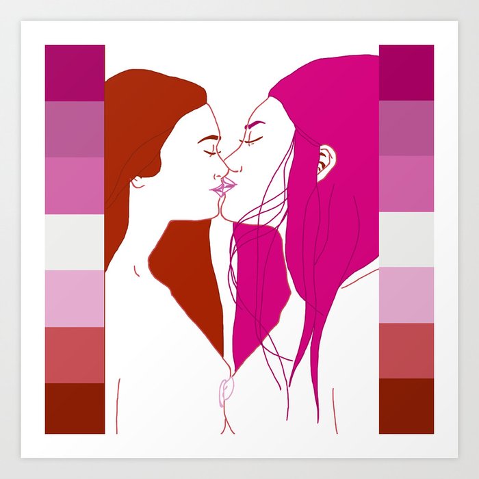 Lesbian Kiss Art Print by Verguba.