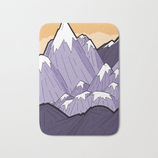 Mountains under the orange sky Bath Mat