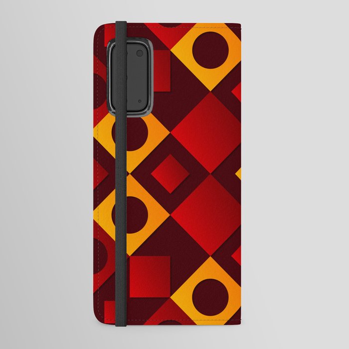 Red, Brown & Yellow Color Square Design Android Wallet Case