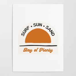 Bay of Plenty - Surf • Sun • Sand retro vintage aesthetic sticker design Poster