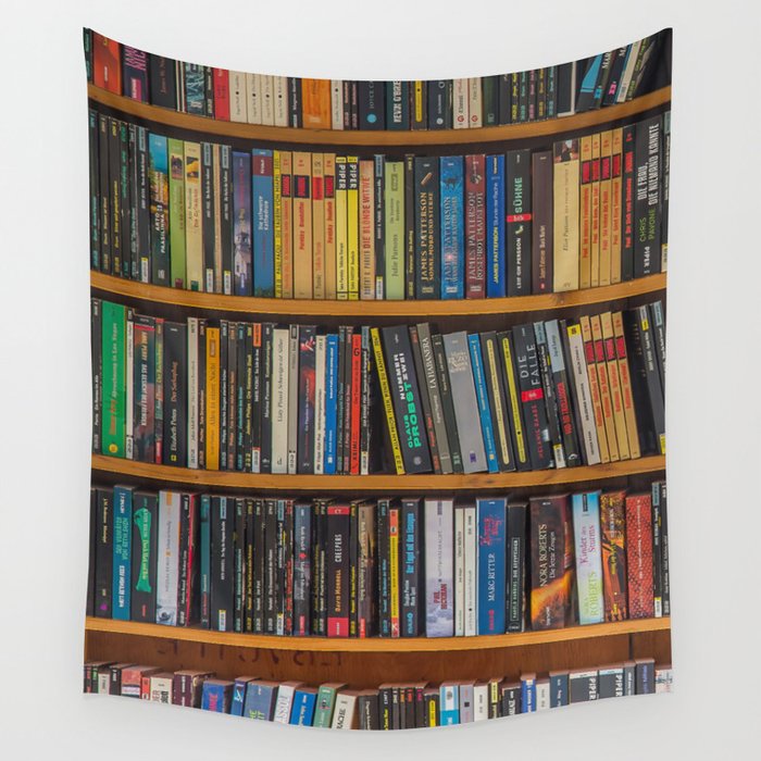 Bookshelf Books Library Bookworm Reading Pattern Wall Tapestry