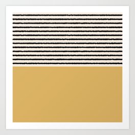 Texture - Black Stripes Gold Art Print