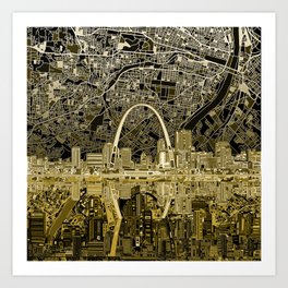 st louis city skyline map Art Print