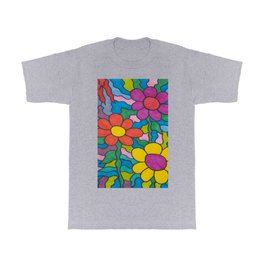 Funky Retro Floral Art  T Shirt