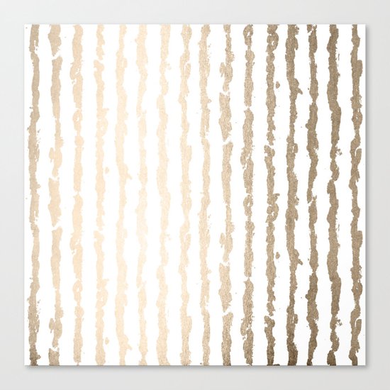 White Gold Sands Vertical Ink Stripes Canvas Print