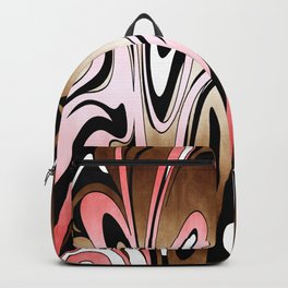 Liquify Watercolor // Blush Pink, Brown, Black and White Backpack