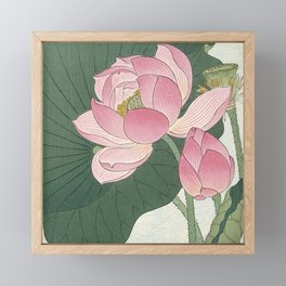 Flowering lotus flowers, Ohara Koson Framed Mini Art Print