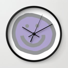 Lavender Round Happy Face with Smile Wall Clock