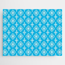 Turquoise and White Native American Tribal Pattern Jigsaw Puzzle