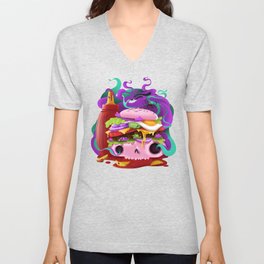 SkullBurguer V Neck T Shirt