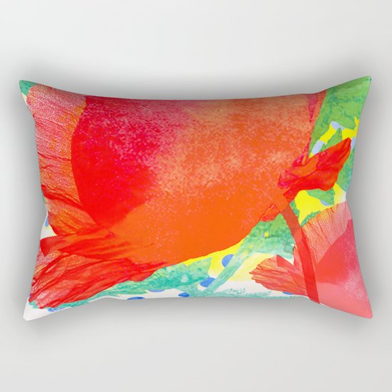 Poppy and dots Rectangular Pillow