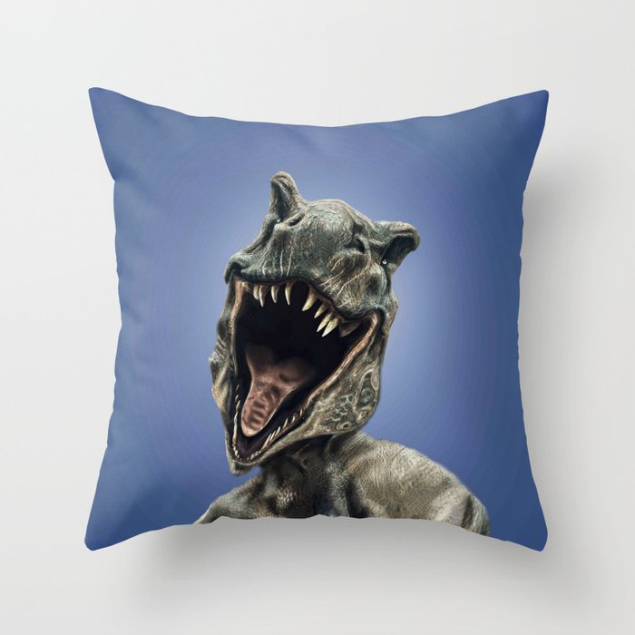 Smiling Dinosaur Selfie Throw Pillow