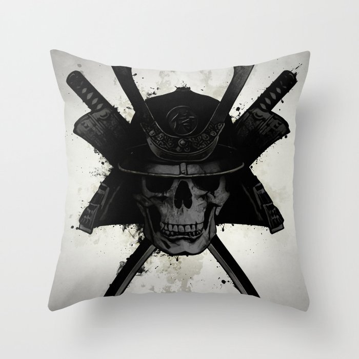 Samurai Skull Throw Pillow