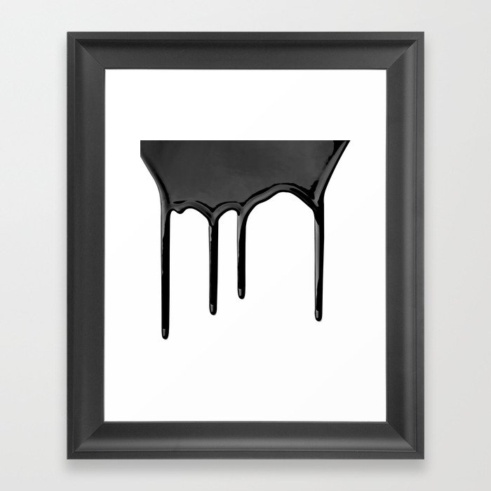 Black paint drip Framed Art Print