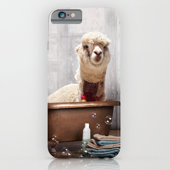 Llama in Vintage Bathtub iPhone Case