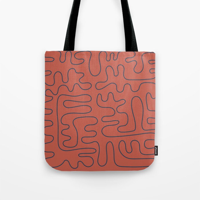 Abstract Lines 2 terracota and blue Tote Bag
