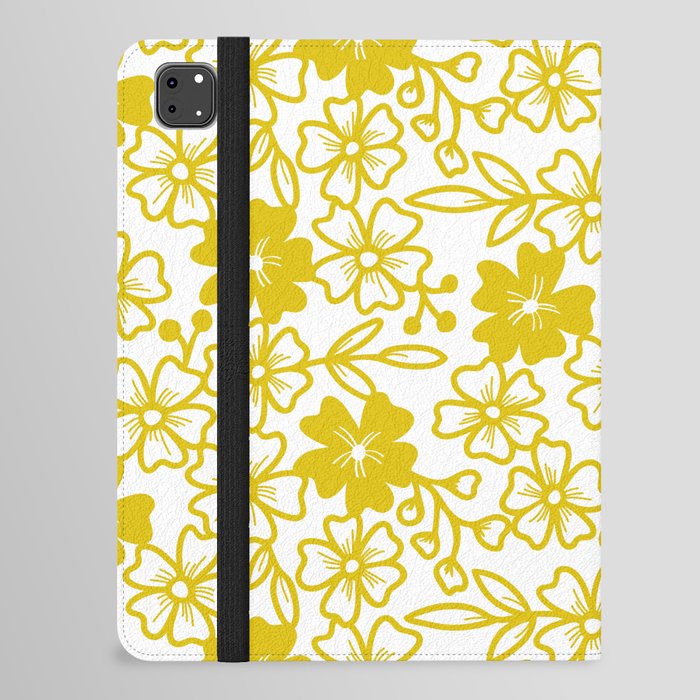 Sakura flower silhouettes in yellow and white iPad Folio Case