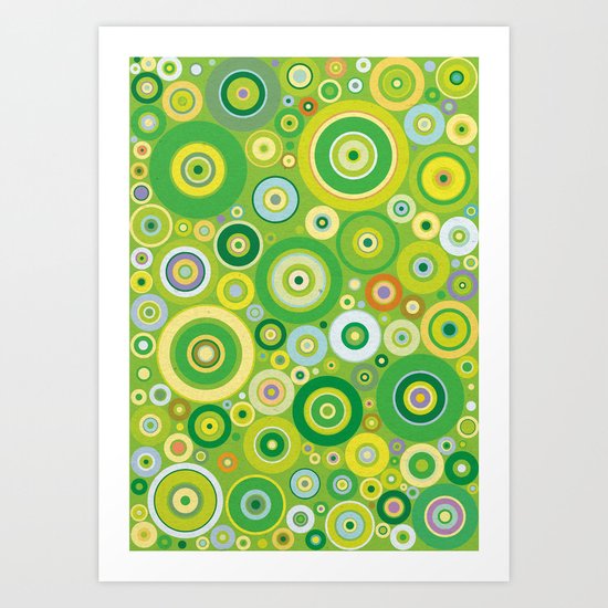 Green circles vintage pattern Art Print