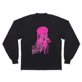 Pink Meanie Jellyfish Pinup Long Sleeve T Shirt
