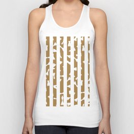 White Chess Pieces on Gold and White Stripes Unisex Tank Top