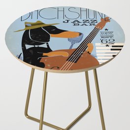 dachshund doxie wiener dog jazz music dog art musician  Side Table