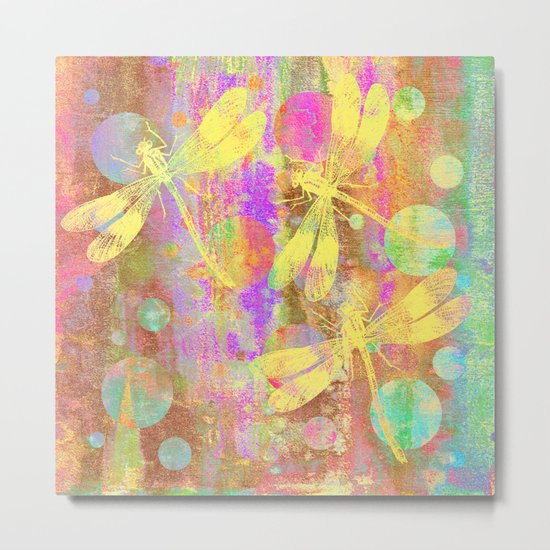 A Dragonflies and Dots Metal Print