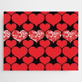 Floral Hart On Black Collection Jigsaw Puzzle