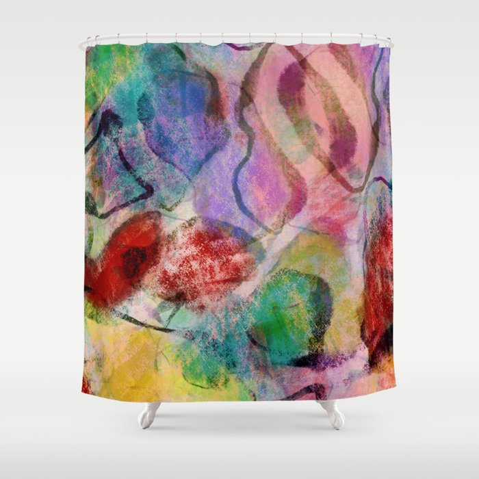 Abstract Painting Rainbow Organic Modern Art Shower Curtain By