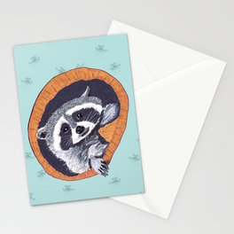 Peeking Raccoons #1 Blue Pallet - Stationery Card