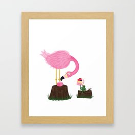 Flamingo & Frog Party Framed Art Print