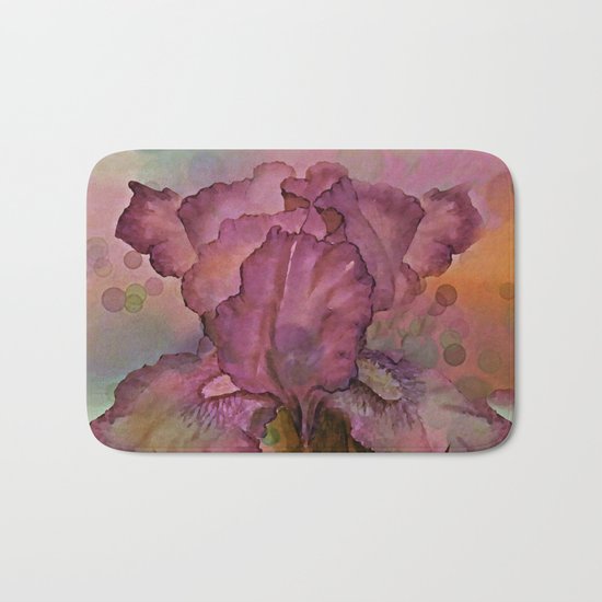 Deep Pink Watercolor Iris Bath Mat