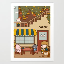 Cute Coffee Lover Illustration Art Print